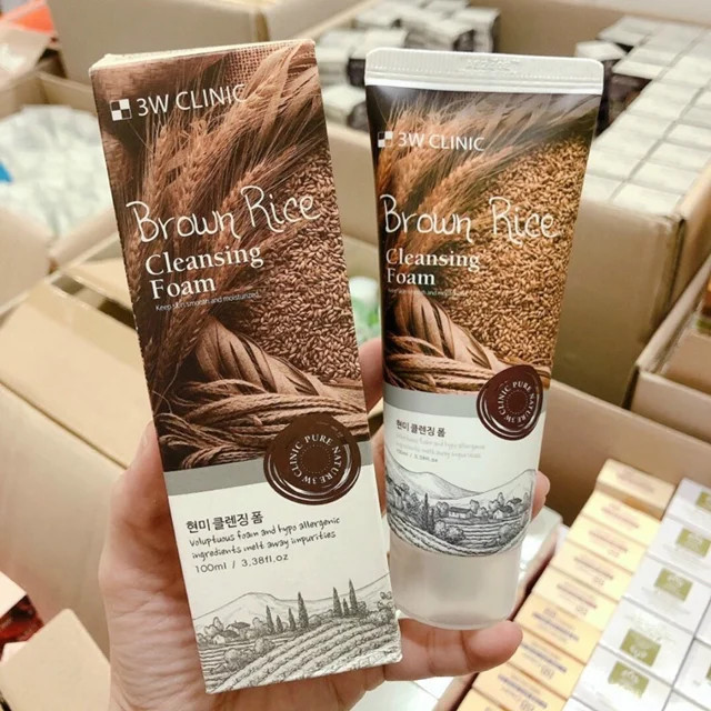 شوینده صورت برنج قهوهای 3W Clinic Brown Rice Cleansing Foam